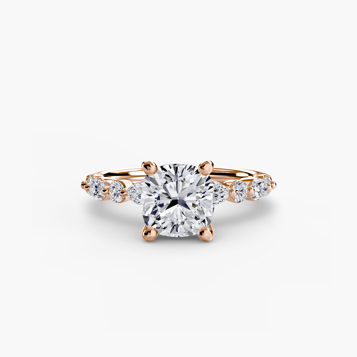 Faye Cushion Diamond Band Solitaire in rose gold