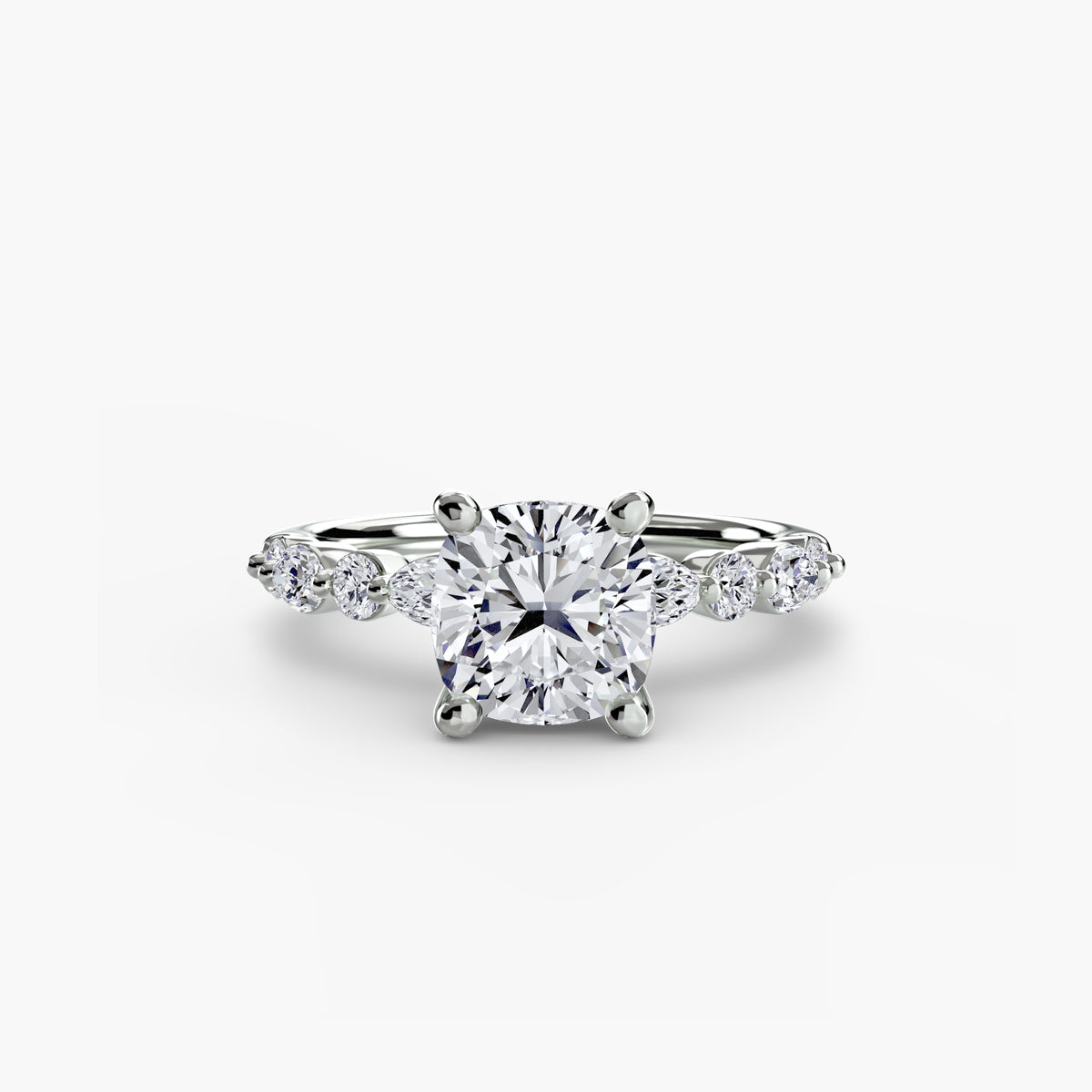 Faye Cushion Diamond Band Solitaire in white gold