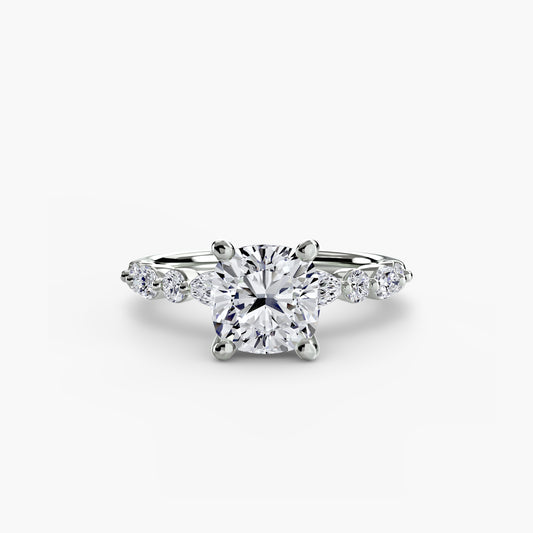 Faye Cushion Diamond Band Solitaire in white gold