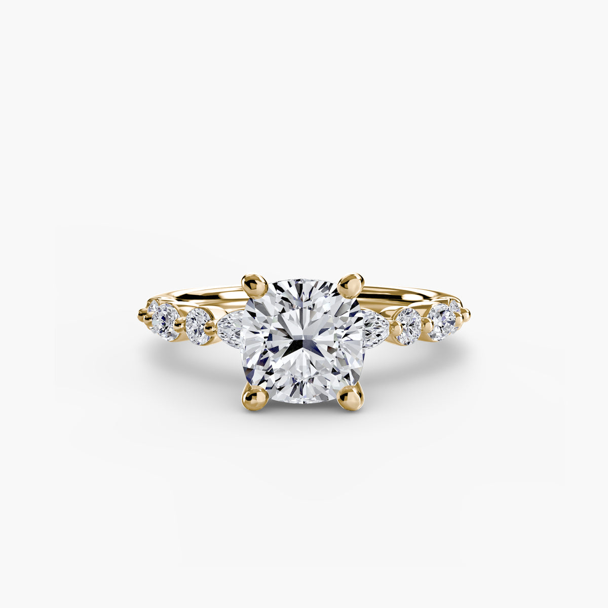 Faye Cushion Diamond Band Solitaire in yellow gold
