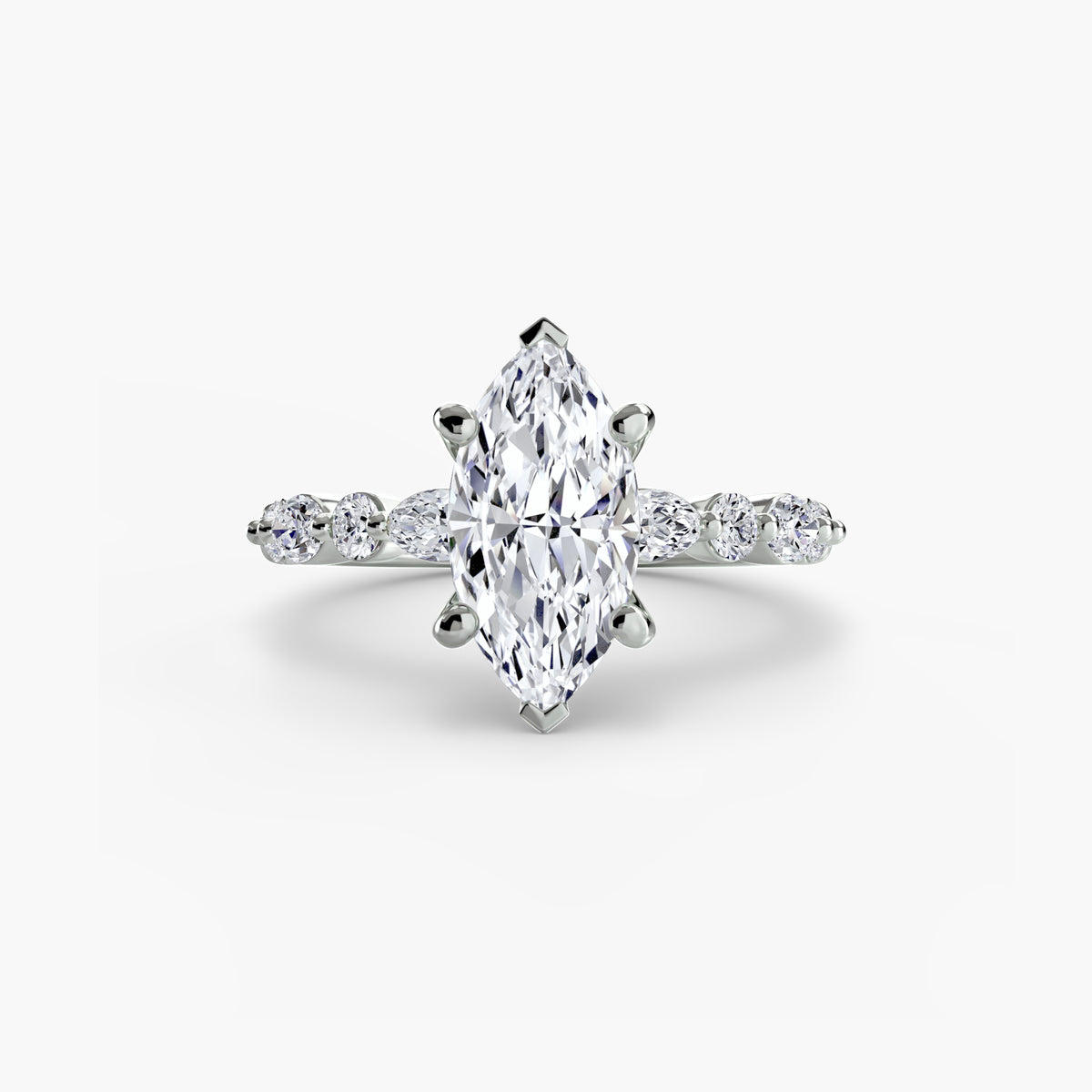 Pia Marquise Diamond Band Solitaire in white gold