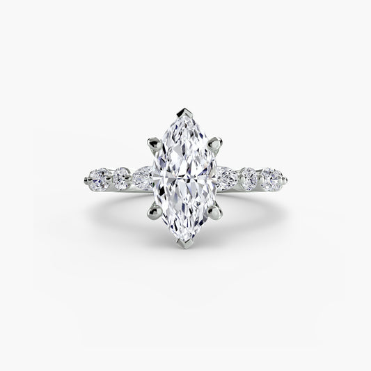 Pia Marquise Diamond Band Solitaire in white gold