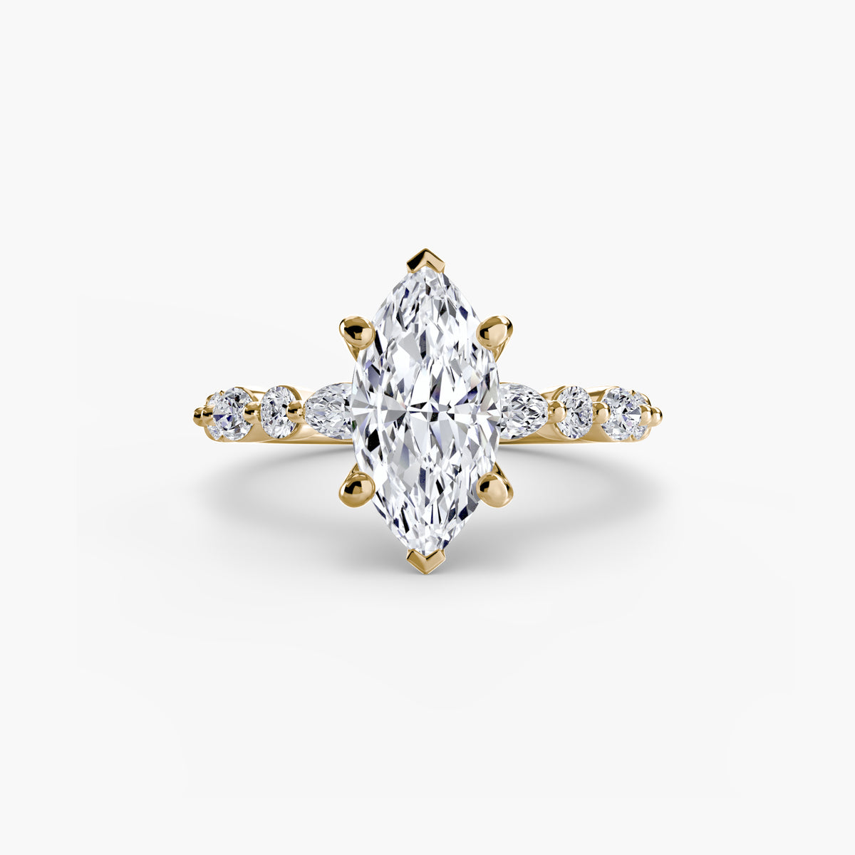 Pia Marquise Diamond Band Solitaire in yellow gold