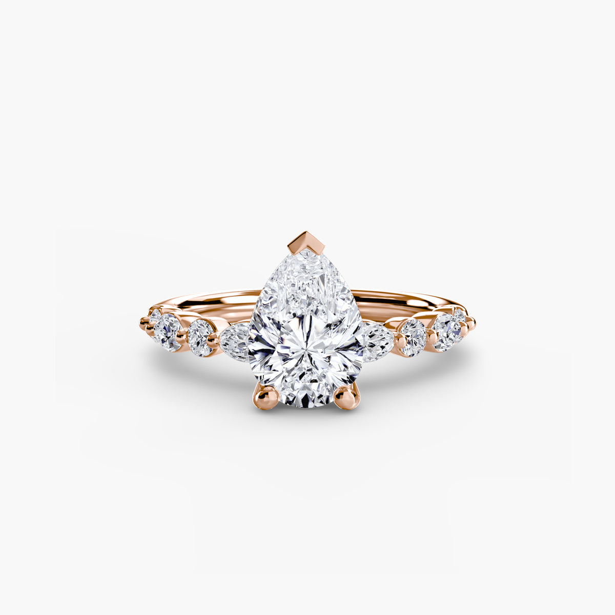Tess Pear Diamond Band Solitaire in rose gold