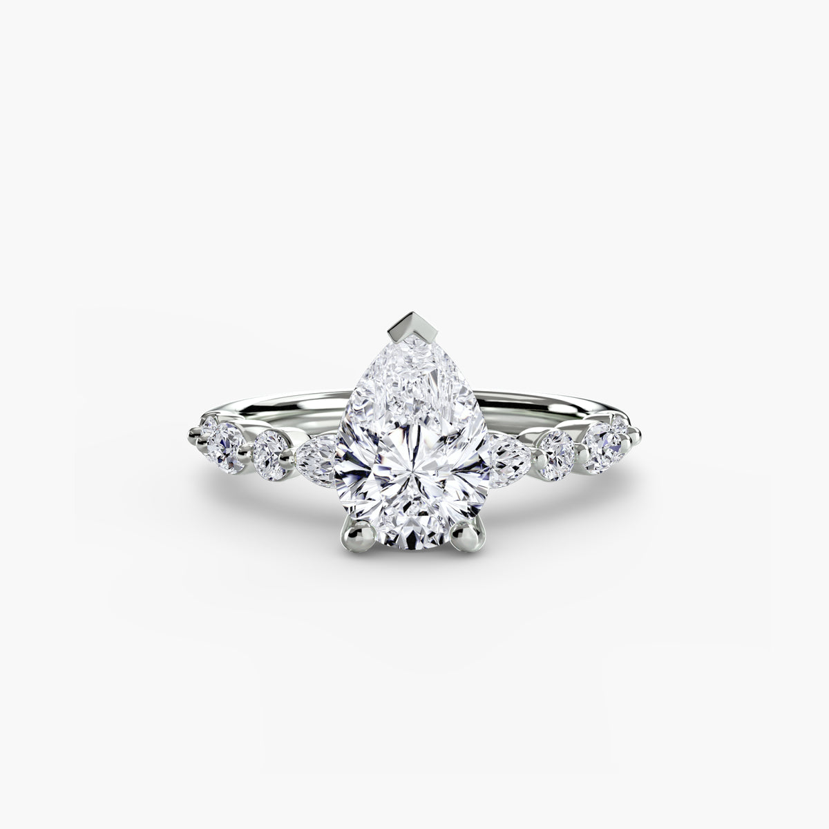 Tess Pear Diamond Band Solitaire in white gold