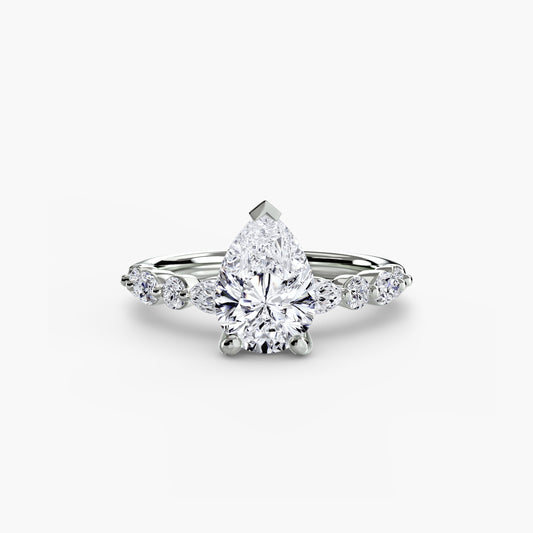 Tess Pear Diamond Band Solitaire in white gold