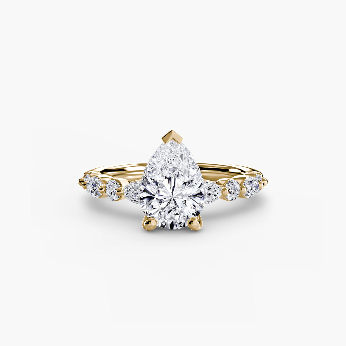 Tess Pear Diamond Band Solitaire in yellow gold