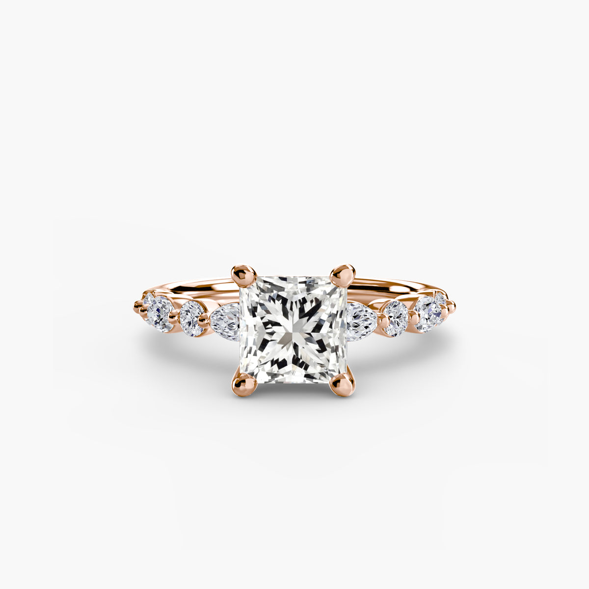 Lise Princess Diamond Band Solitaire in rose gold