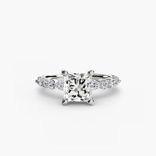 Lise Princess Diamond Band Solitaire in white gold