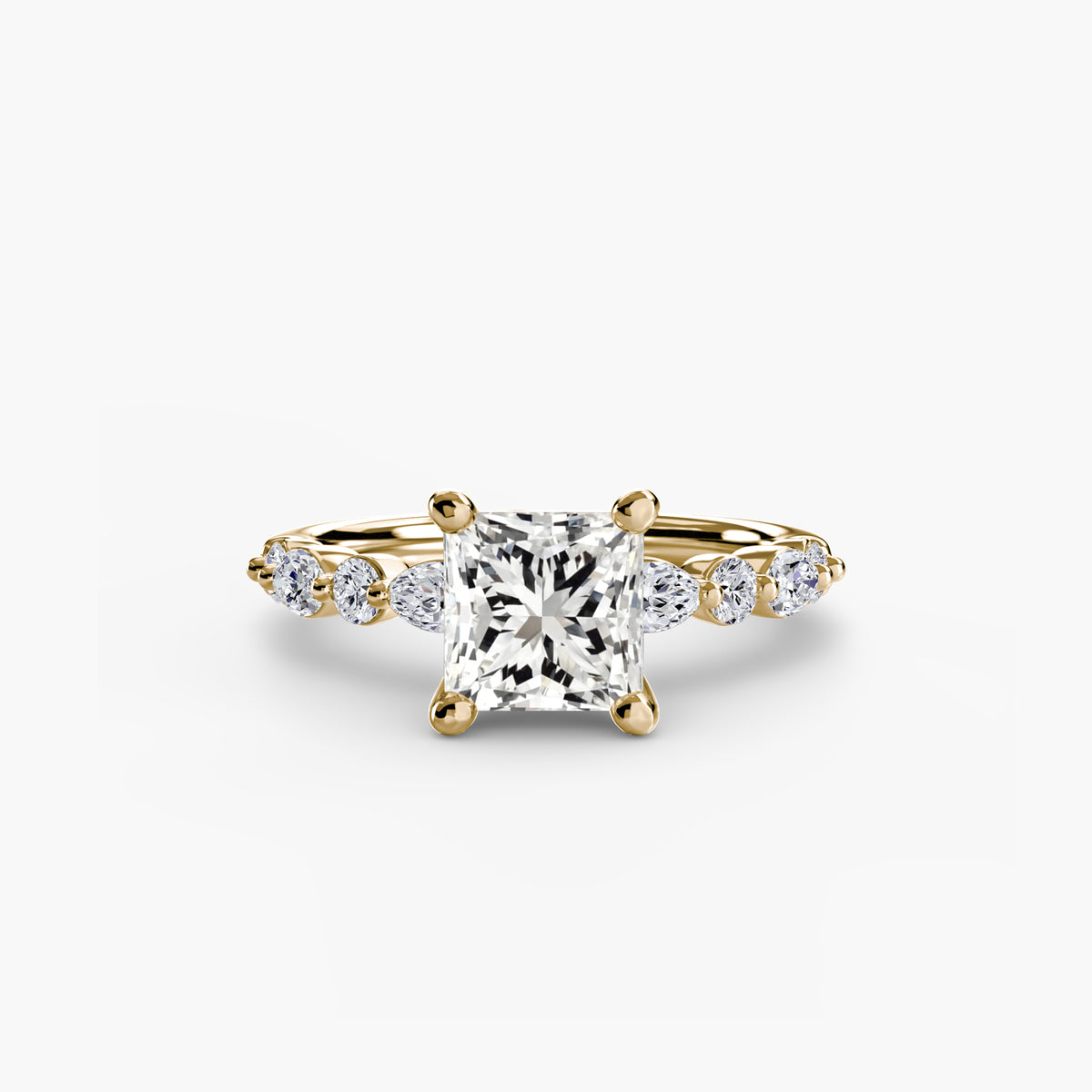 Lise Princess Diamond Band Solitaire in yellow gold