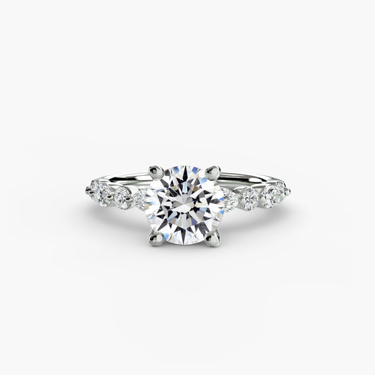 Lily Round Diamond Band Solitaire in white gold
